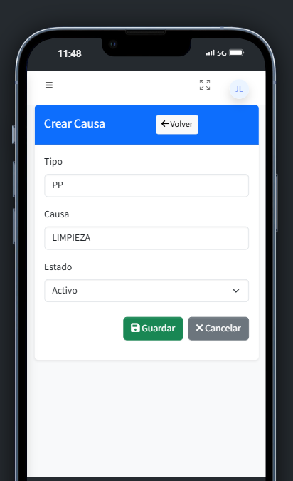 Botón crear causa