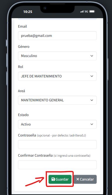Formulario de usuario