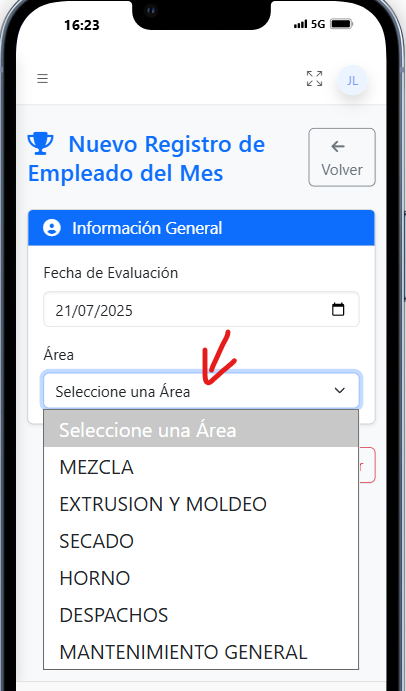 Selección de área